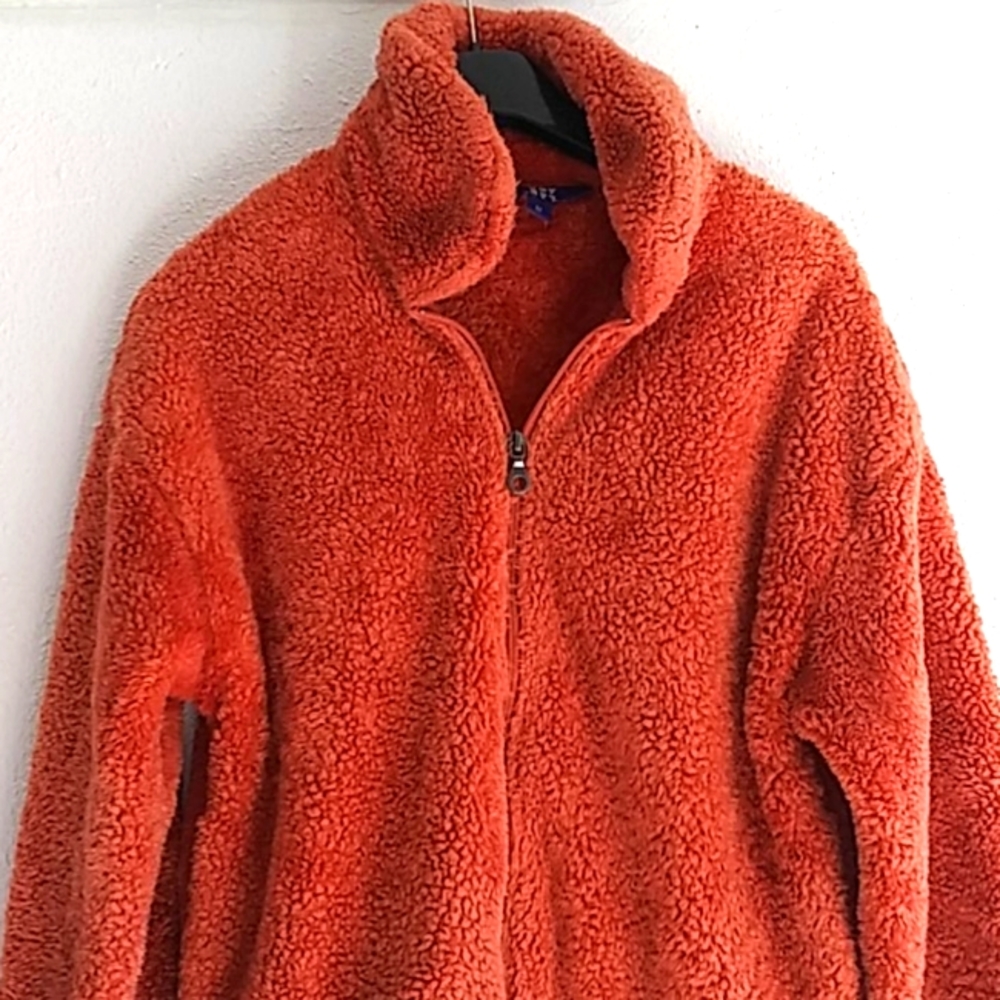 Joy Lab Rust Orange Sherpa Zip Up Jacket